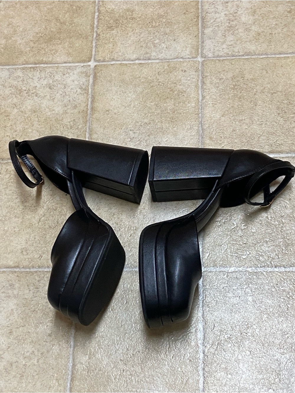 wild fable Black Platform Ankle-Strap Block Heels - Picture 10 of 14